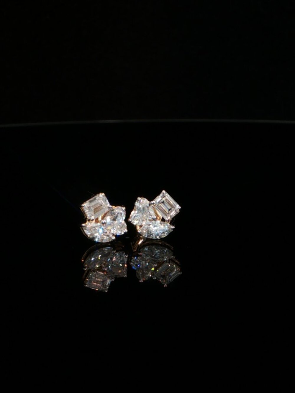 1.29 CTW Emerald, Heart & Marquise Lab-Grown Diamond Cluster Stud Earrings - 14K